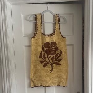 Loeffler Randall Butter and Brown Helena Crochet Mini Dress